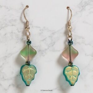 New - EA44 - Earrings - Czech glass beads, sterling silver wires - one of a kind